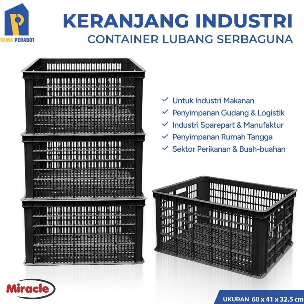 Keranjang Industri Krat Plastik Container Lubang Serbaguna Miracle