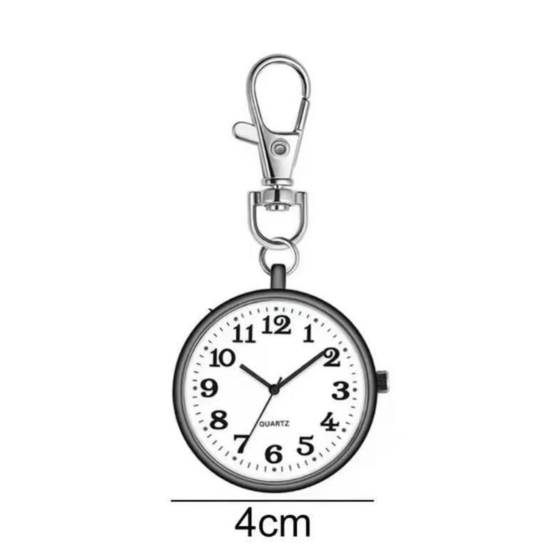 Jam Saku Gantungan Kunci Quartz Analog Dial Bulat Simple Portable Jam Saku Digital