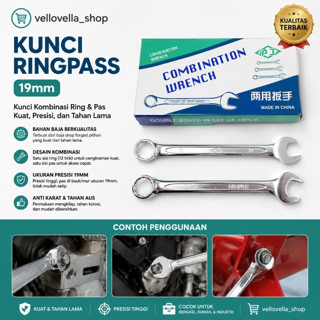 Kunci Ring pas Fukung 19MM / Kunci Ringpass Fukung / Kunci kombinasi combination Wrench Fukung