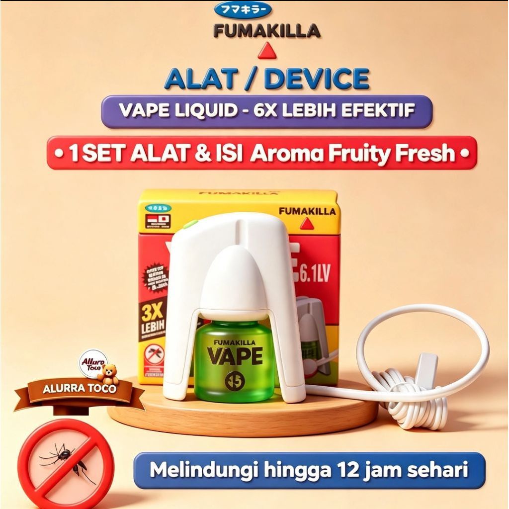 Fumakilla Vape Plus Device Full Set Alat + Isi Lebih Efektif