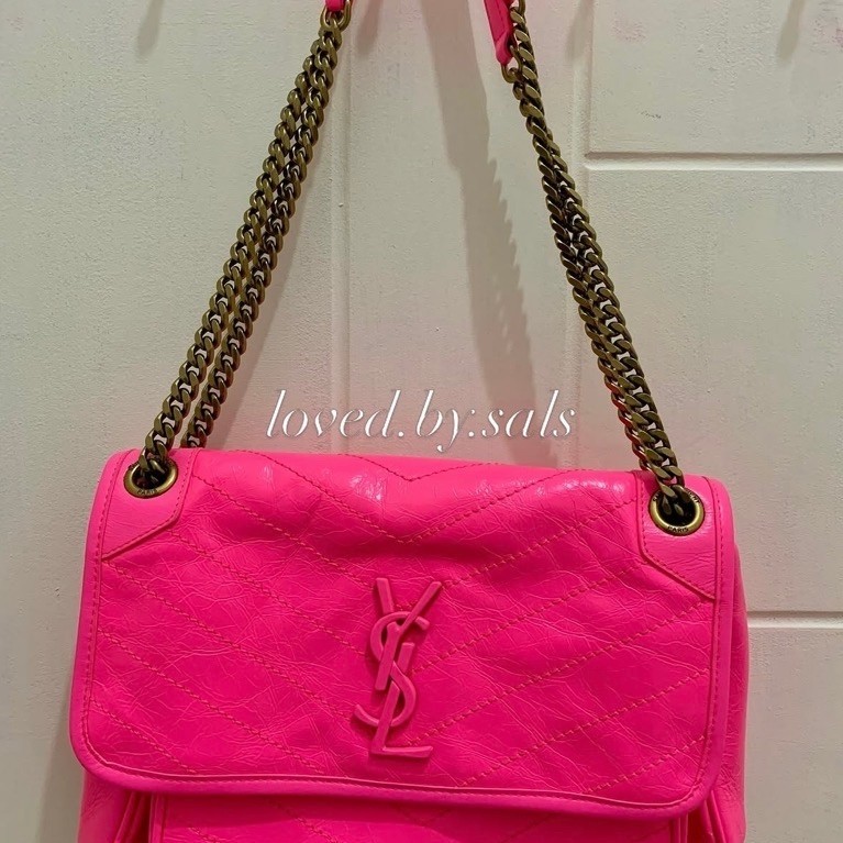 (Preloved) Preloved YSL Niki Medium – Neon Pin