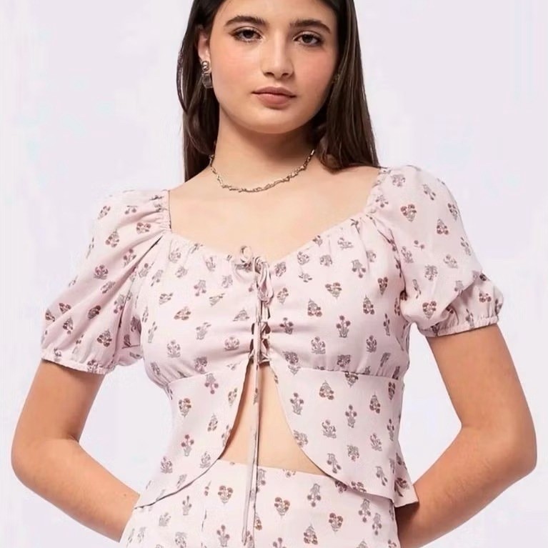 new colorbox sabrina floral top pink size xl - off shoulder blouse blus baju merah muda