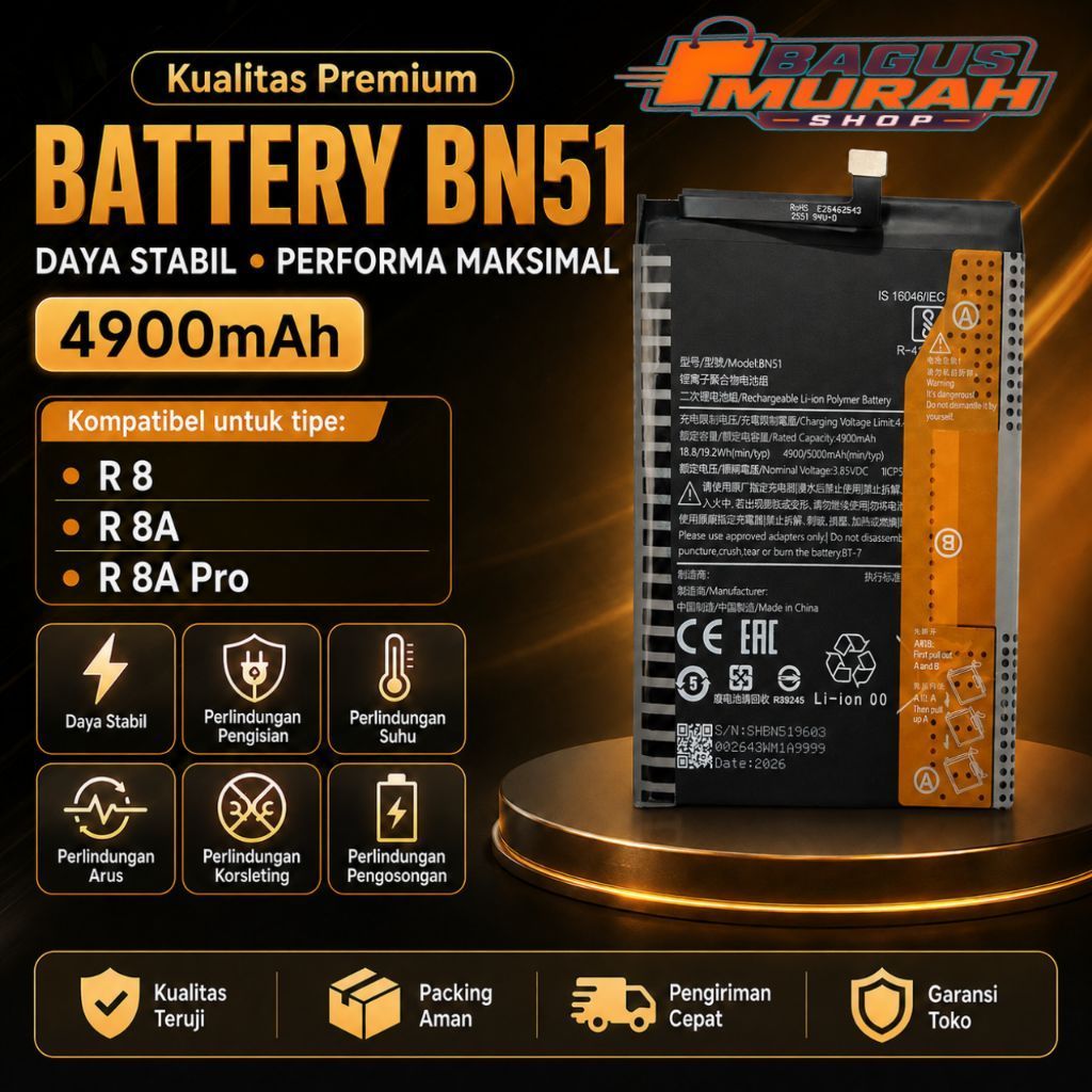 BATTERY BATERAI BATRE COMPATIBLE TIPE HP Redmi 8 BN 51 Redmi 8A BN51 Redmi 8A pro BN-51 Redmi8 Redmi