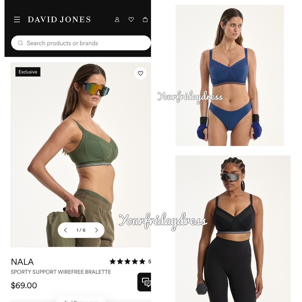(Cup B C D DD)NALA by David Jones (Australian Product) Sporty Support Wirefree Bralette bh tanpa kaw