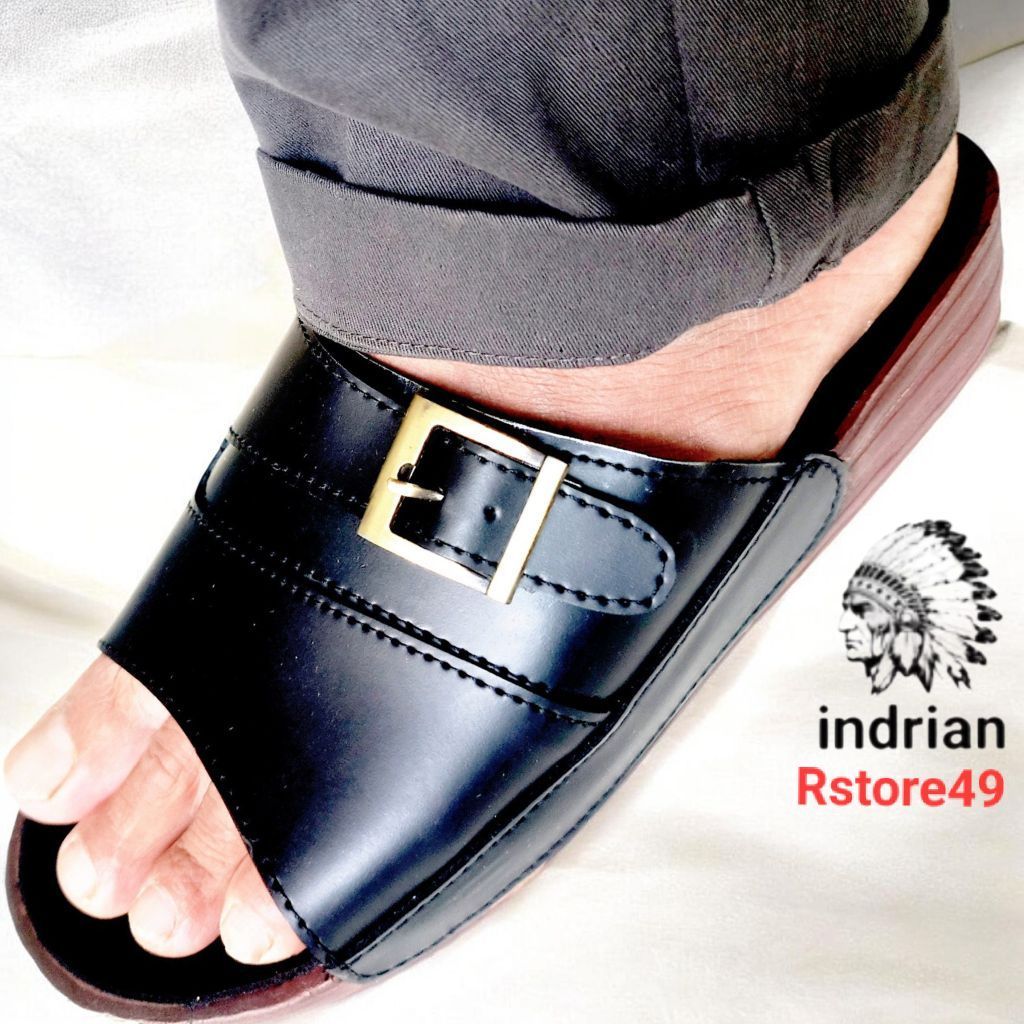 sandal pria indrian black 404 original/sandal kulit/sandal pria Indian/sandal /kulit Indian/sandal k