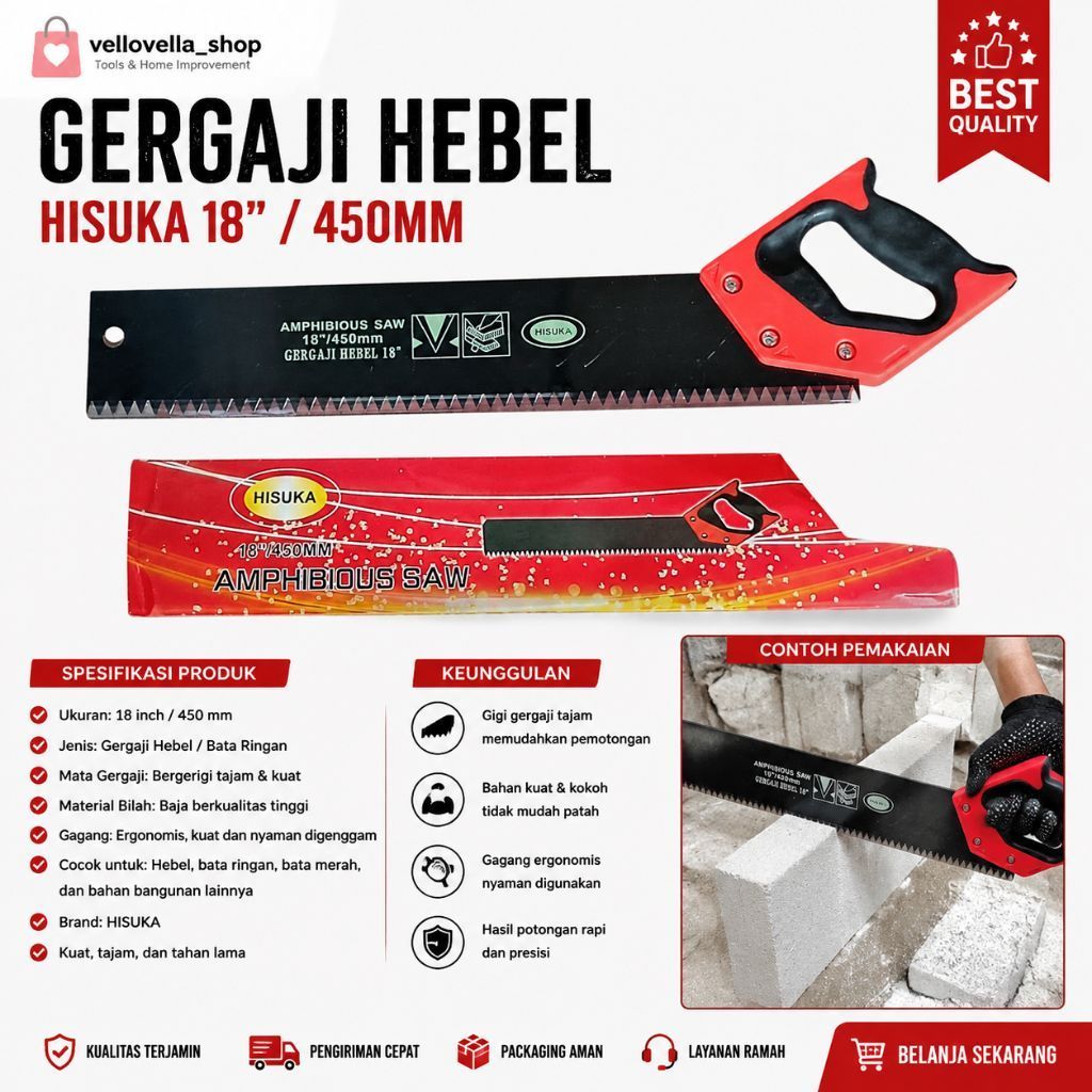 Gergaji Hebel 18" / Gergaji bata ringan / gergaji batako / gergaji bata putih 18"