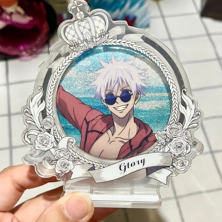 Acrylic Badge Holder Standee Badge Holder Akrilik Satoru Gojo Badge Set Jujutsu Kaisen