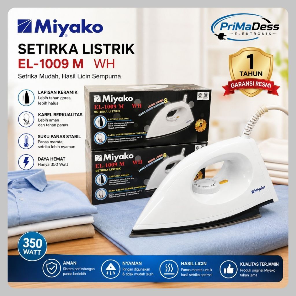 Setrika Miyako EL-1009 M WH || Penggosok Miyako EL-1009 M WH