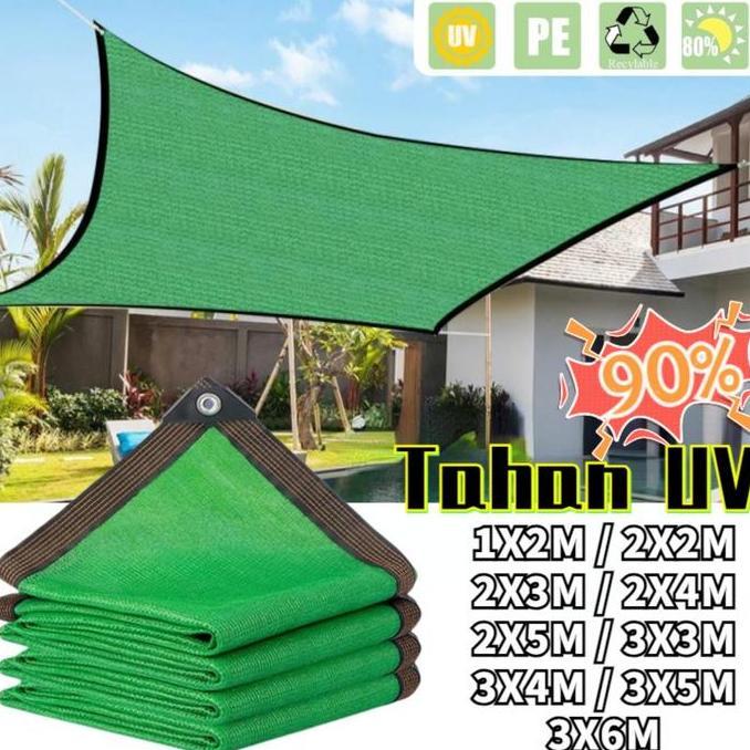 HIKAUN Allieuka 90% Tahan UV Para Mesh Jaring Naungan Hijau Terpal Jaring Atap Tanaman Pelindung Mat