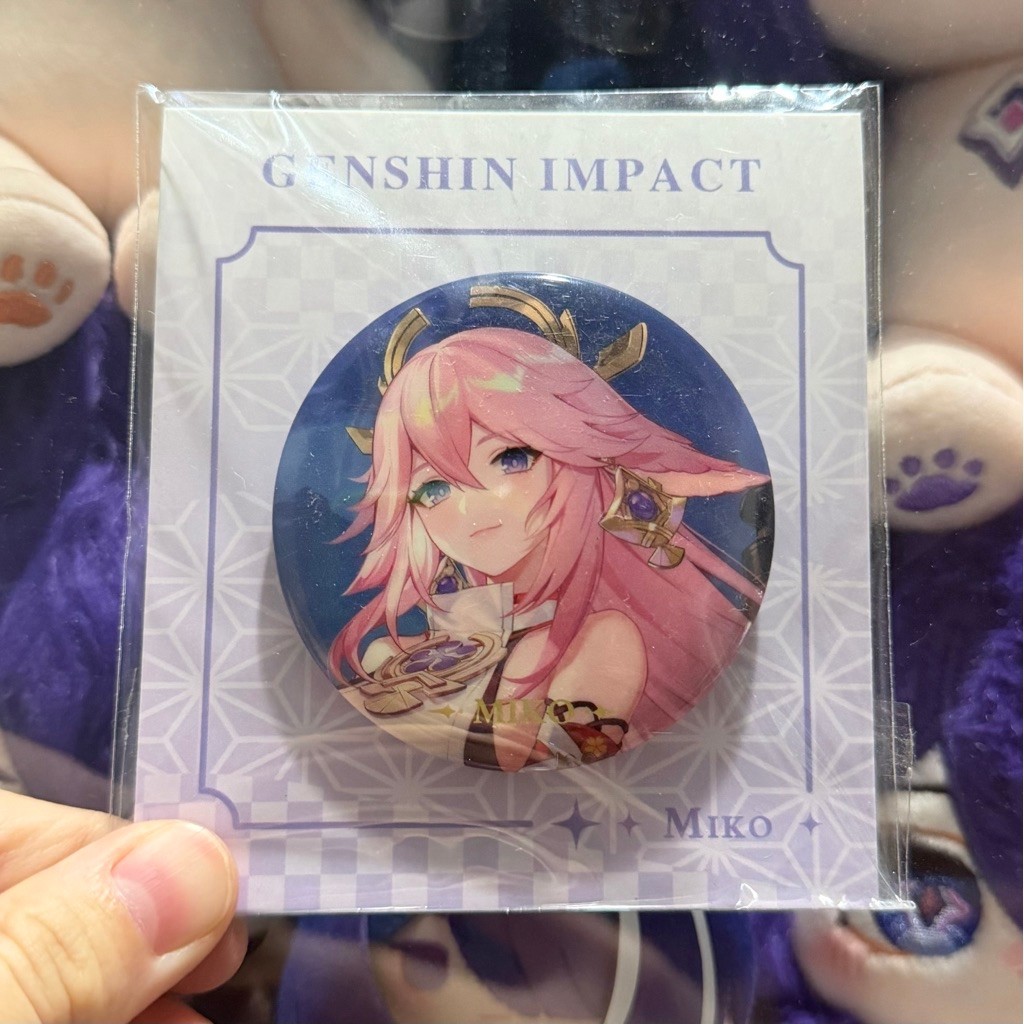 Official merch Yae Miko Main theme series character badge Genshin Impact can pin hoyo game anime mih