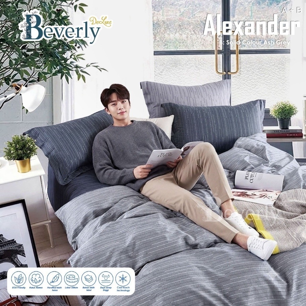 SPREI MOTIF ALEXANDER | BAHAN KATUN CVC  | FREE ELASTICLOCK