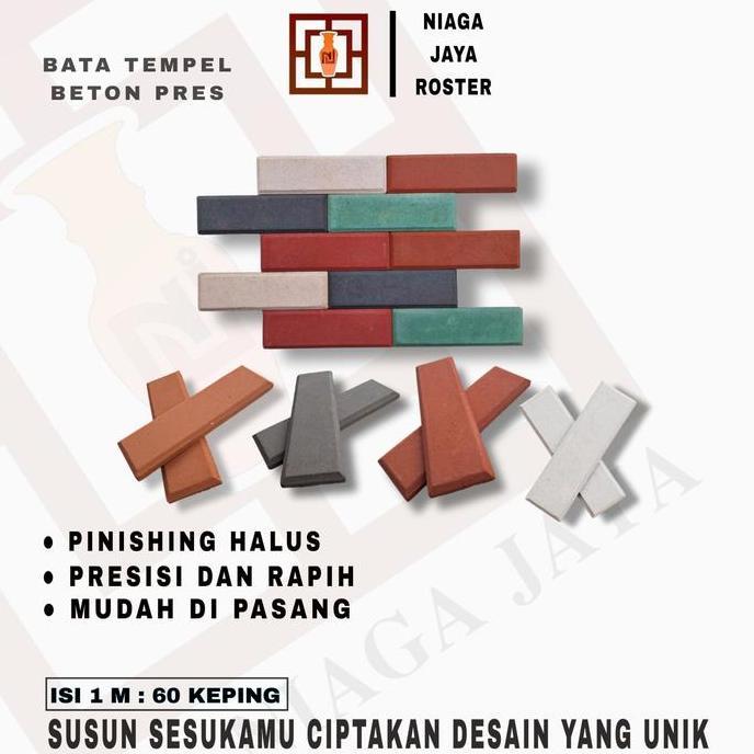 [] NIAGA JAYA ROSTER - Bata Tempel, 24 x 7 x 1,7 Cm, Bata Homogen Beton, Warna | Putih | Terakota | 