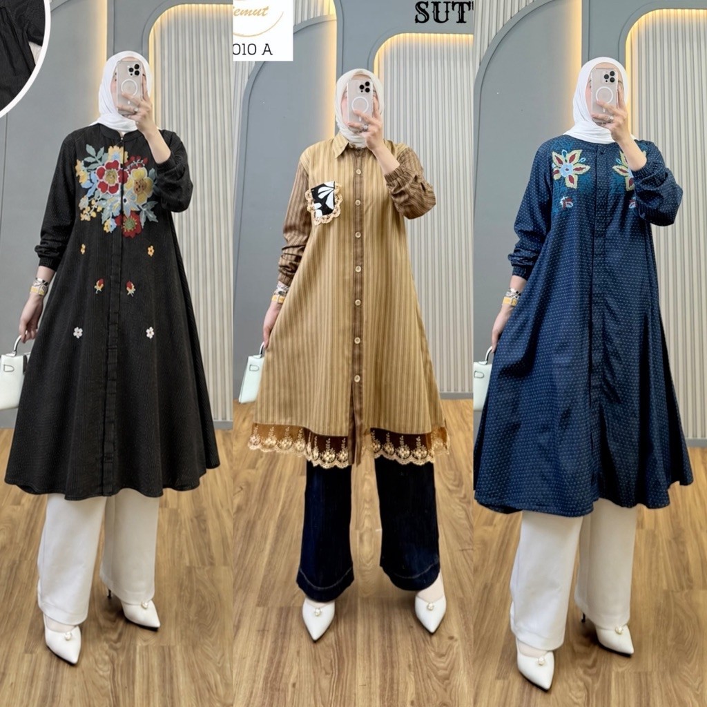 LONG TUNIK KATUN KOMBINASI SYAINA BY SMUT