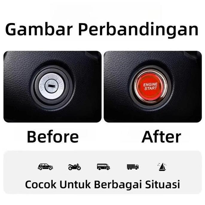 Promo Saklar Tombol Start LED 50A12V Universal Untuk Mobil Pengganti Starter Engine Keyless LED Swit