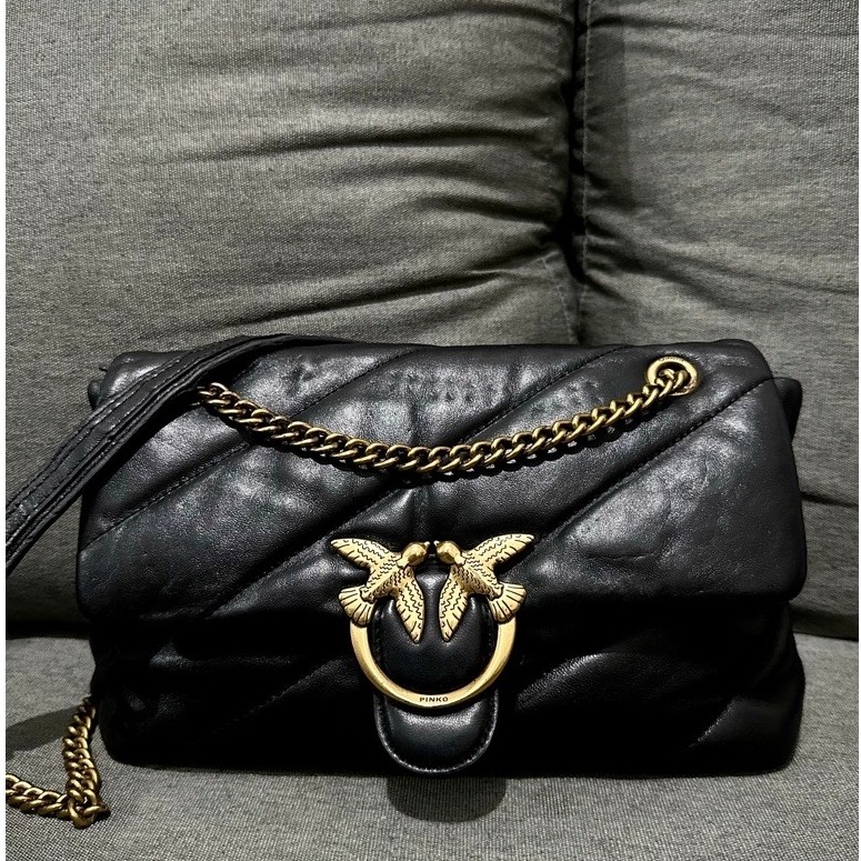 Tas pesta wanita kulit asli Pinko