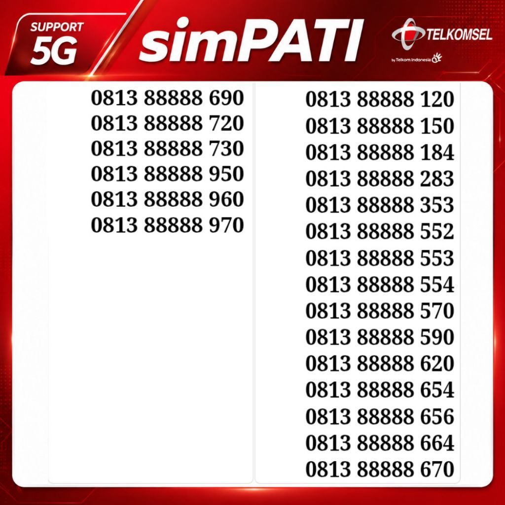 Nomor cantik  simpati 88888
