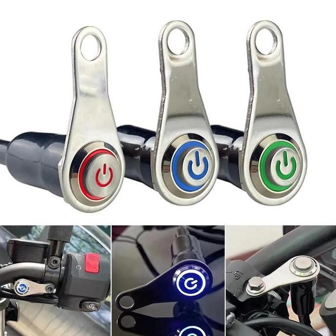 Promo COD Tombol On Off Push Button LED + Soket Stainless, Saklar Tahan Air Universal Untuk Motor Da