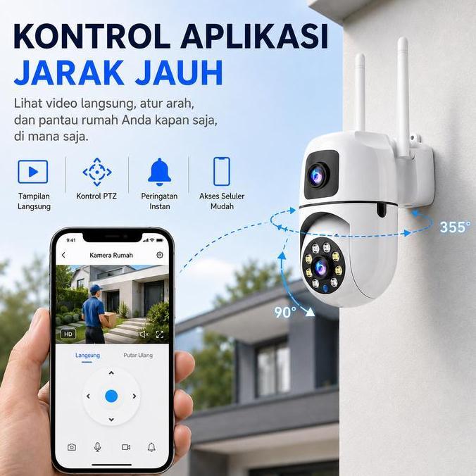 WIFI SSQ33 AJCloud Kamera CCTV HD 1080P PTZ Lensa Ganda Luar Ruangan Nirkabel Penglihatan Malam Gand
