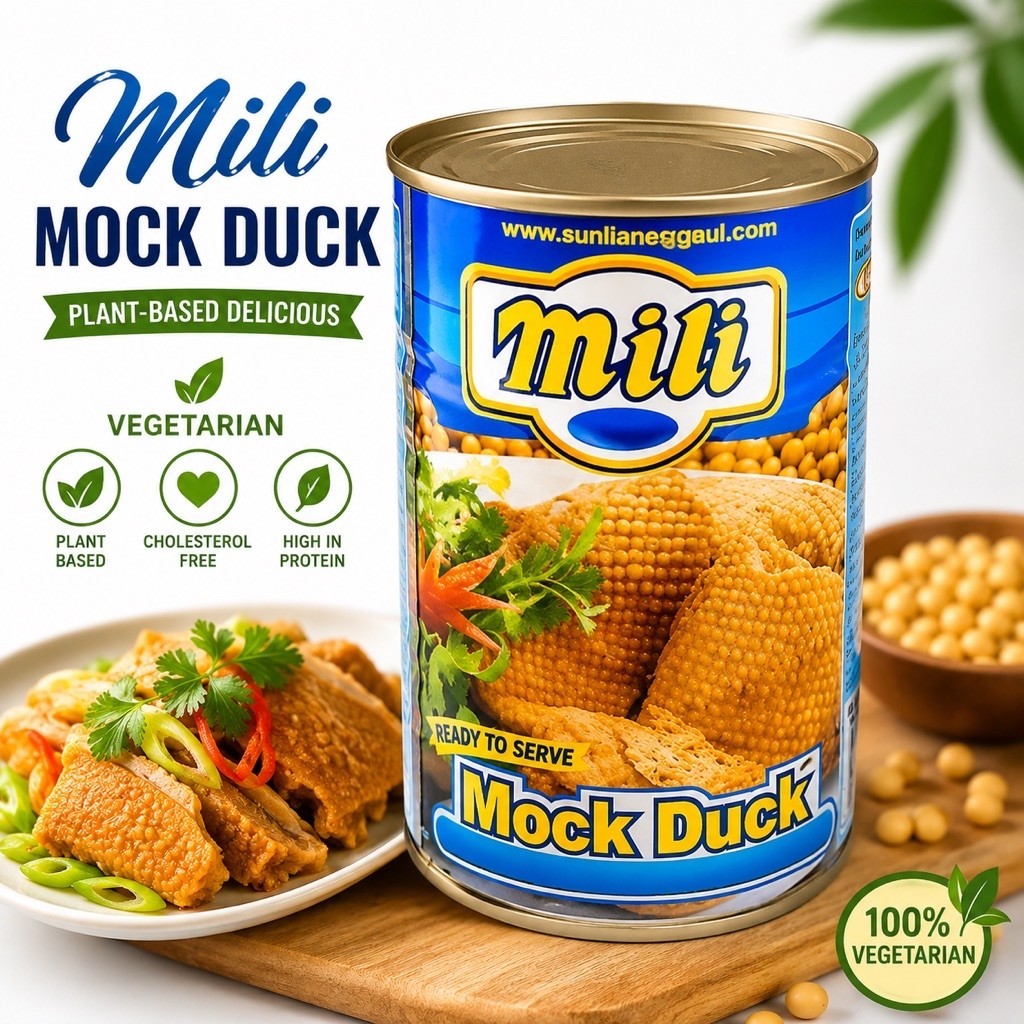 Mock Duck MILI Vegetarian 280 gr Daging Bebek Dalam Kaleng Vegetarian