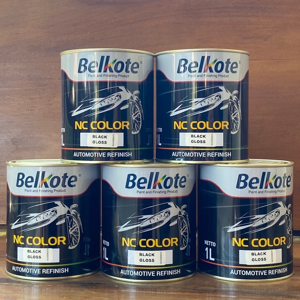 Belkote NC duco HITAM GLOSS ukuran 1 KG 1 Liter - cat duco belkote hitam mengkilap hitam gloss