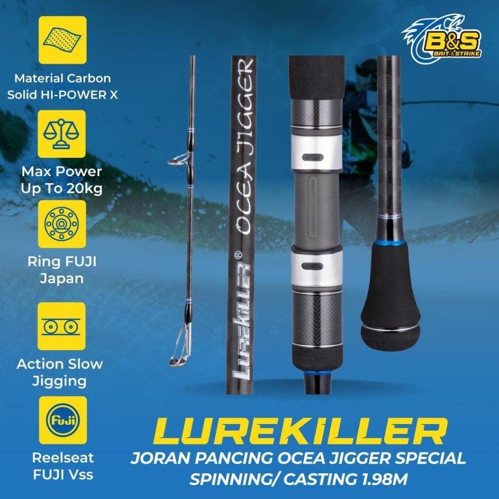 Lurekiller Ocea Jigger Joran jigging bahan Hi-Power X 1.98m ring guide FULL FUJI 662C spinning dan c