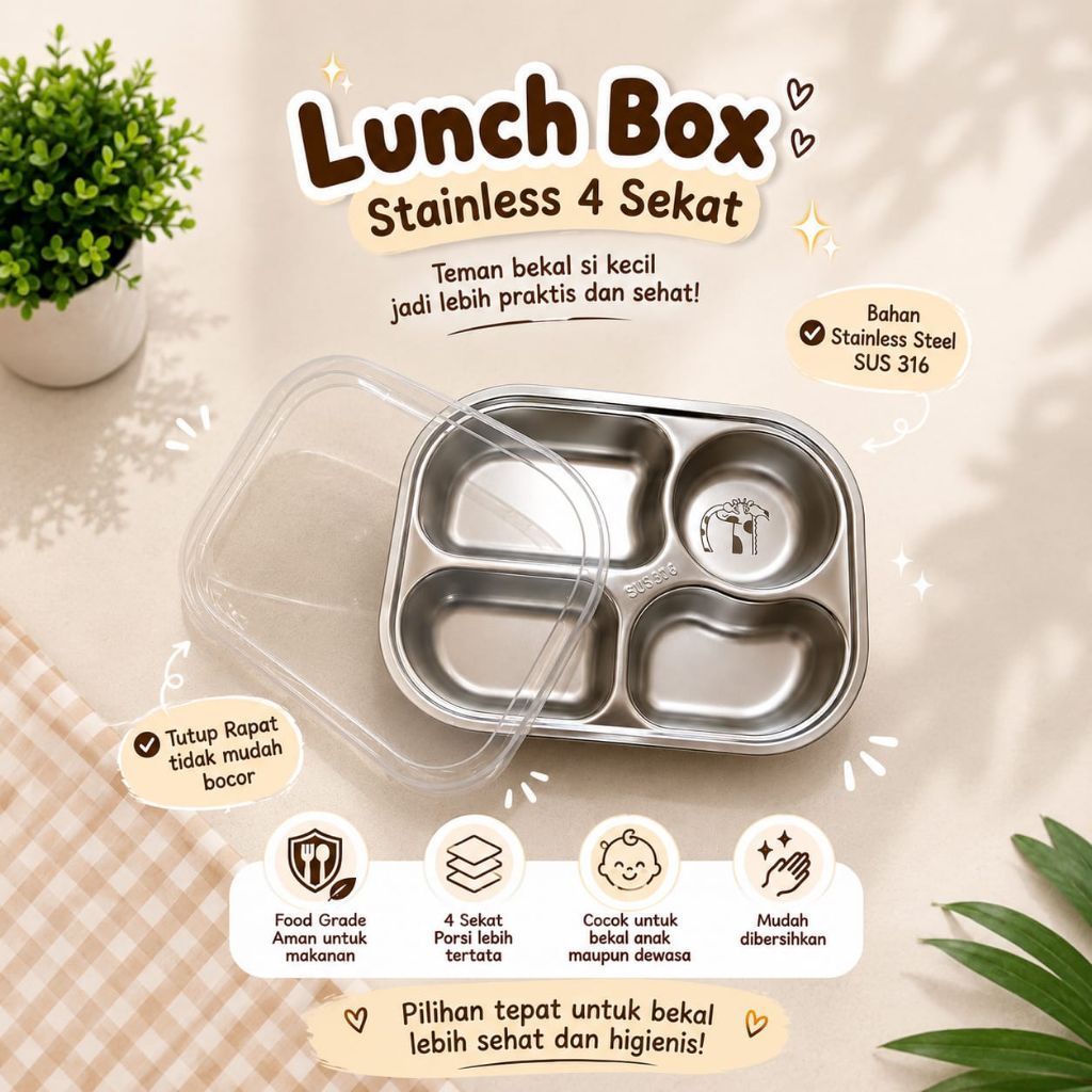 Lunch Box 4 Sekat Stainless 316