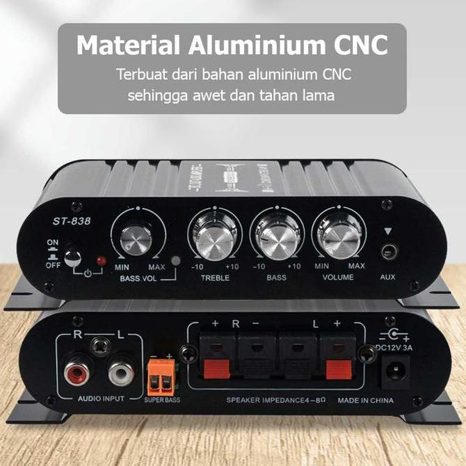 Mini HiFi Stereo Ampli Treble Bass Booster 12V 200W - LVPIN LP-838 new