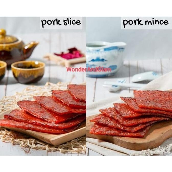 Loong kee Mince dried pork meat / Loong kee slice dried pork meat / Loong kee Dendeng Bakkwa ORI Mal