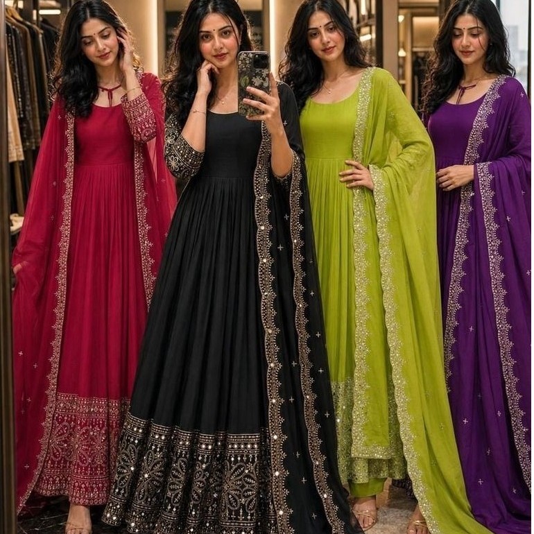 dress muslim sutra chinon import pakistan wanita