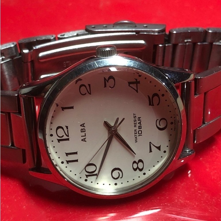 Jam Tangan ALBA Analog Pria Tali Logam Tahan Air 10 Bar Warna Silver Putih
