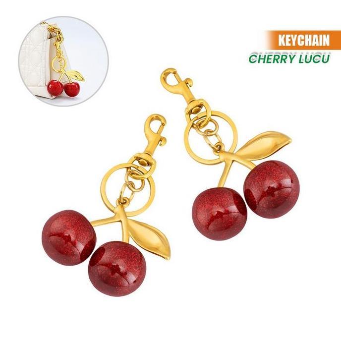 [COD] Tseloop C1391 Keychain Ceri Merah Gaya Korea Elegan Hiasan Tas Fashion