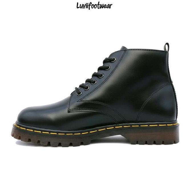 [Gioh] Aretha Series Hitam  Sepatu Boots Pria Kulit Asli Docmart 6 Hole Shoes Black