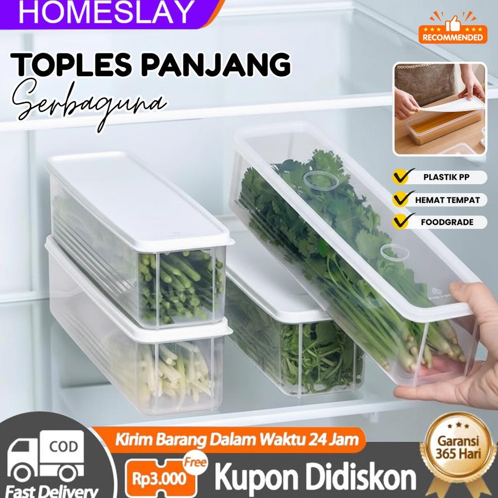 Homeslay Toples Plastik Panjang Serbaguna Wadah Plastik Panjang Simpan Spaghetti Mie Snack Container