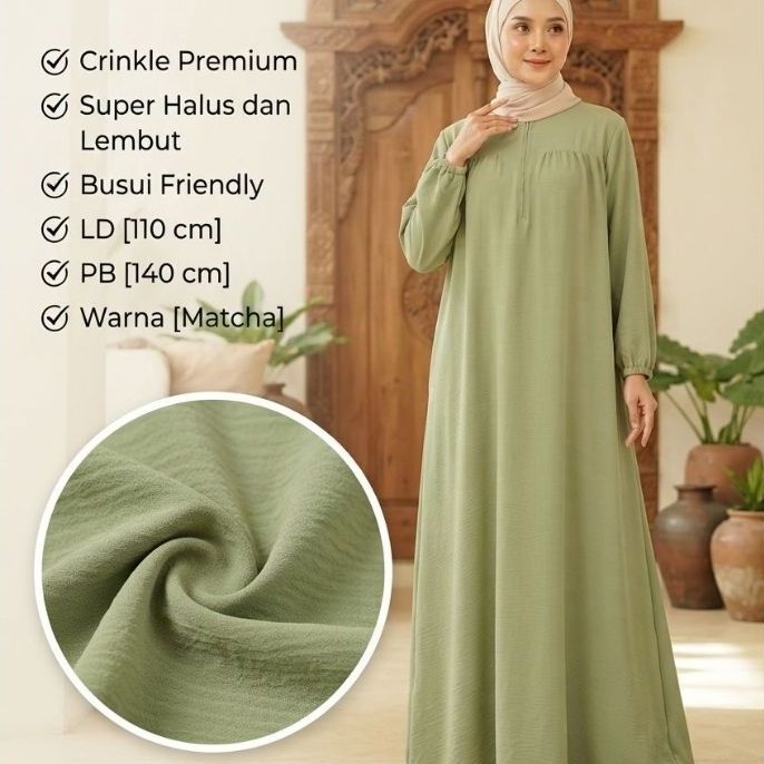 Dress Shakira Gamis Wanita Anggun Elegan Crinkle Premium Flowly