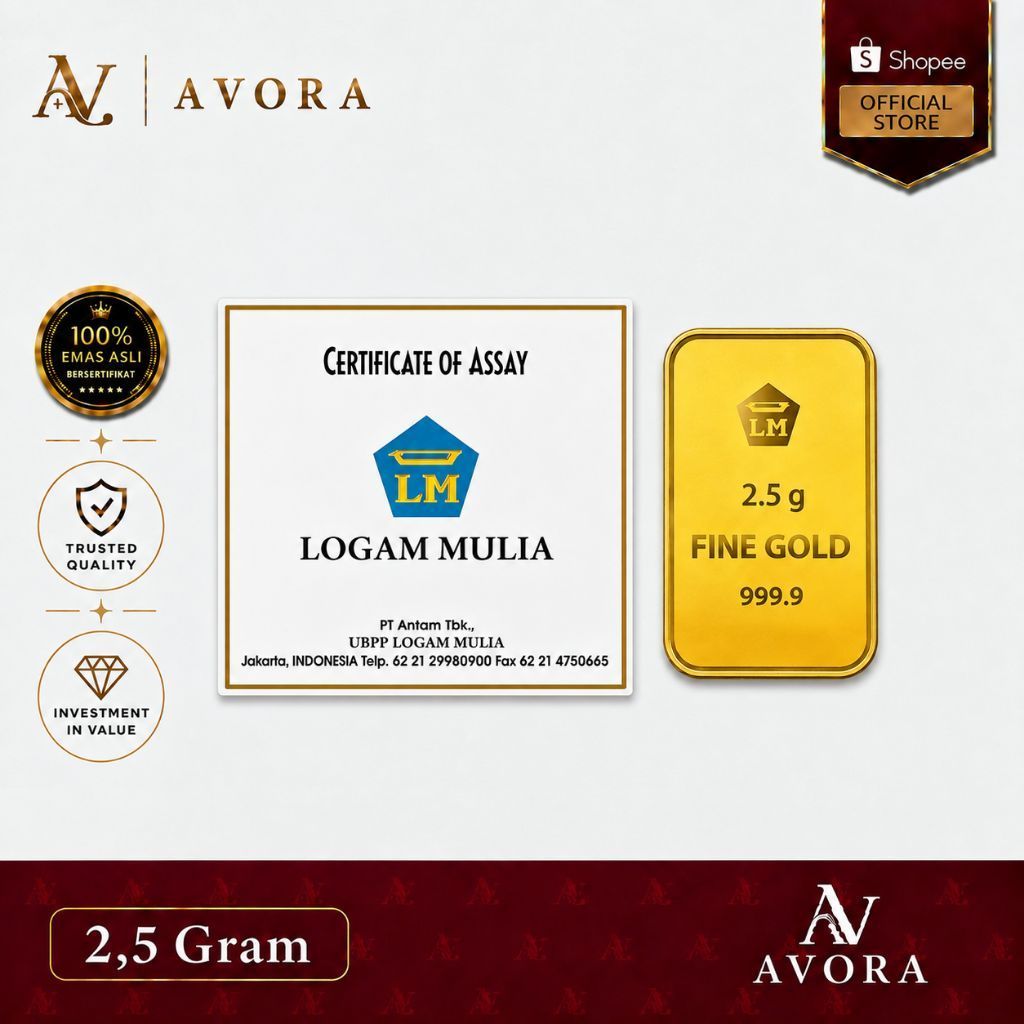 Avora Emas Logam Mulia Antam Retro Berdiri LM 2,5 Gram Tahun 2026