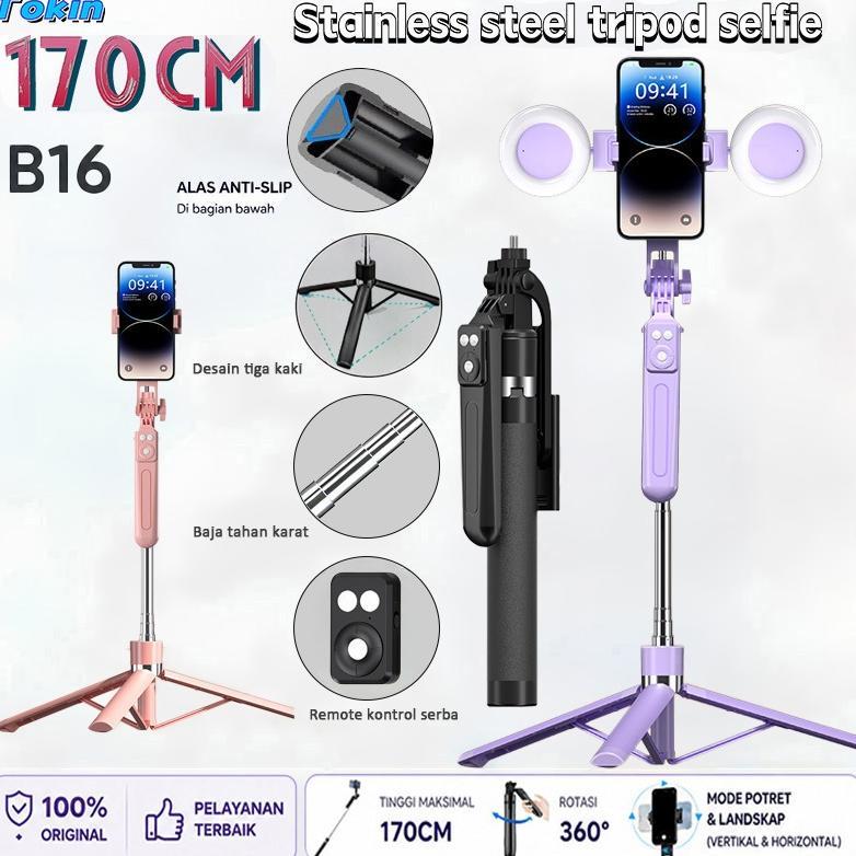 TOOREA 170cm Selfie Stick Tripod 7 Tombol Remote Control Bluetooth Tripod HP | Tongsis hp TikTok Liv