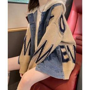 JAKET DENIM ZIGZAG OVERSIZE - JAKET ZIPPER HOODIE GAYA KOREAN - PATCH WORK JAKET