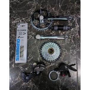 Groupset Shimano 7 8 9 Speed Altus M370 Alivio M4000 Ulir Drat Freewheel with Crankset Kotak Single 