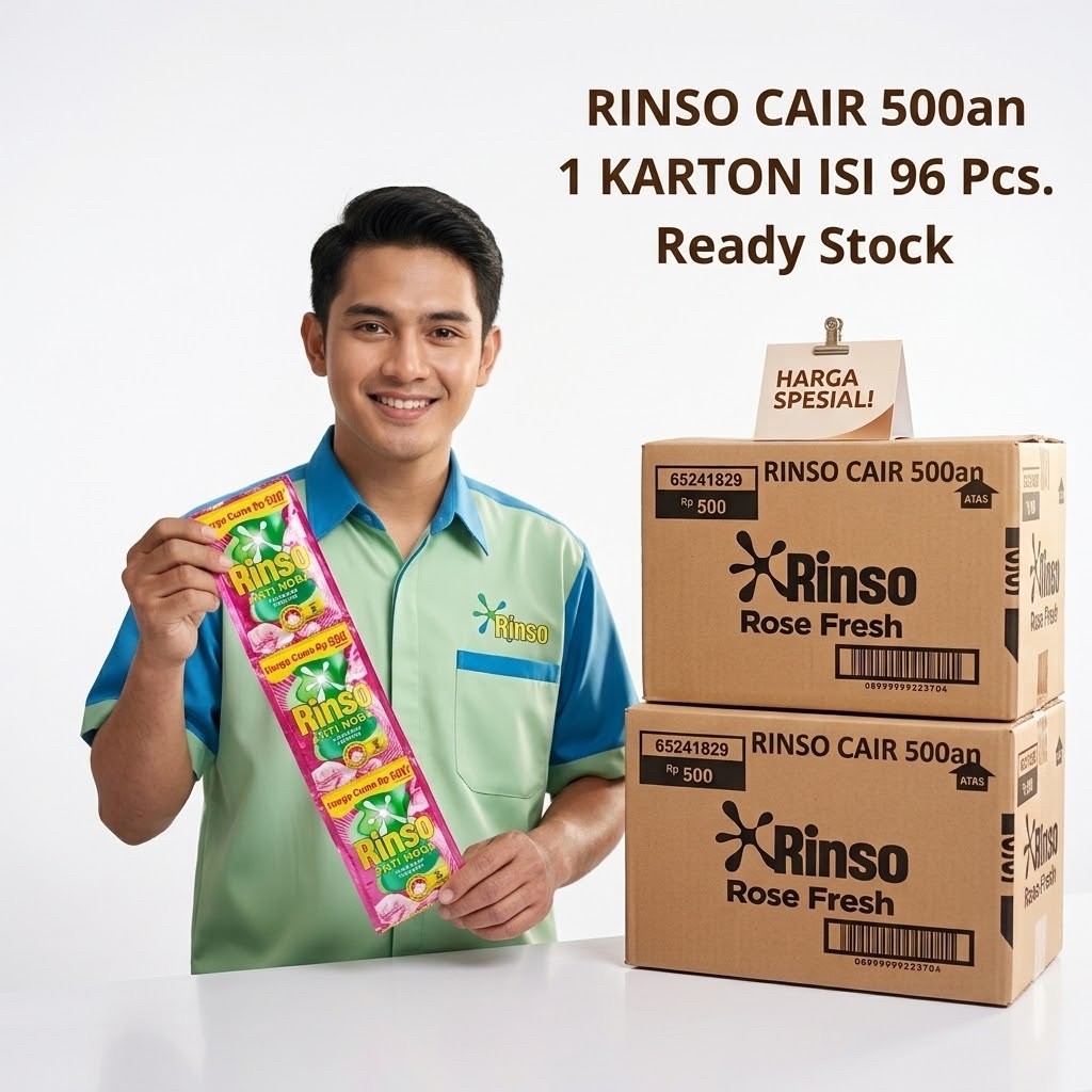 RINSO CAIR 1 DUS / Rinso Renceng 1 Dus 20 ml isi  sachet Anti Noda