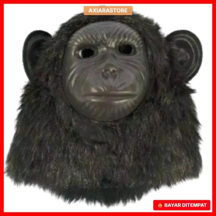 TOPENG BENTUK MONYET GORILA KINGKONG WARNA COKLAT HITAM PUTIH BAHAN HALUS - MAINAN ANAK