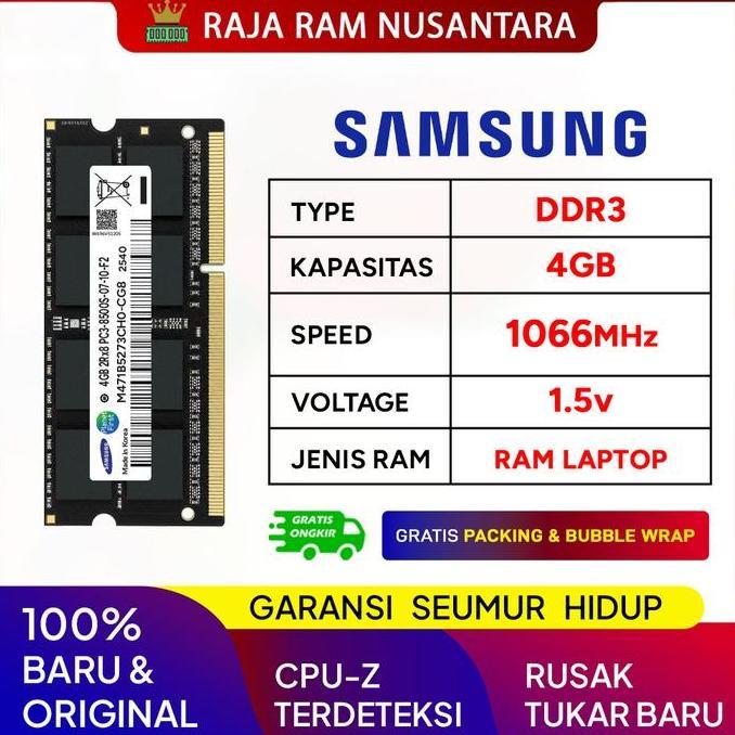 RAM LAPTOP SAMSUNG DDR3 4GB 1066MHz PC 8500 1.5v ORI RAM SODIMM DDR3 4GB