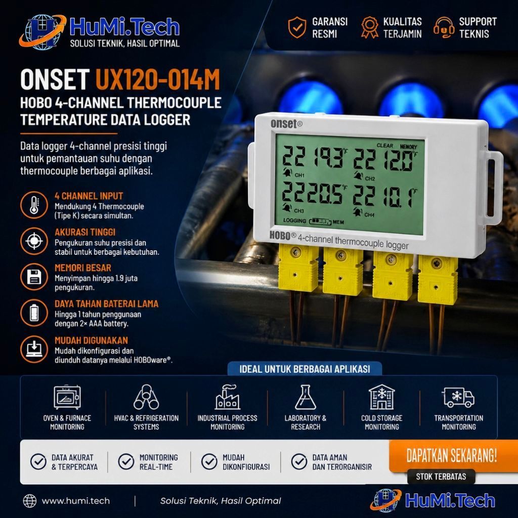 Onset UX120-014M HOBO 4-Channel Thermocouple Temperature Data Logger