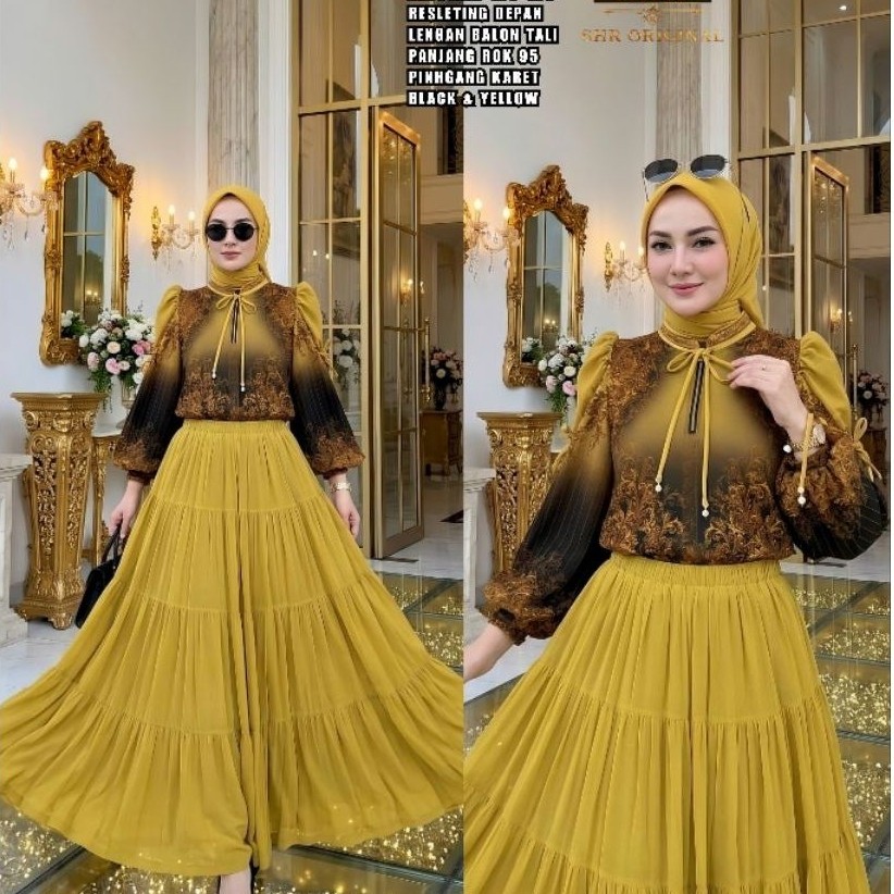 SHR...New set rok blous printing cantik shr terbaru