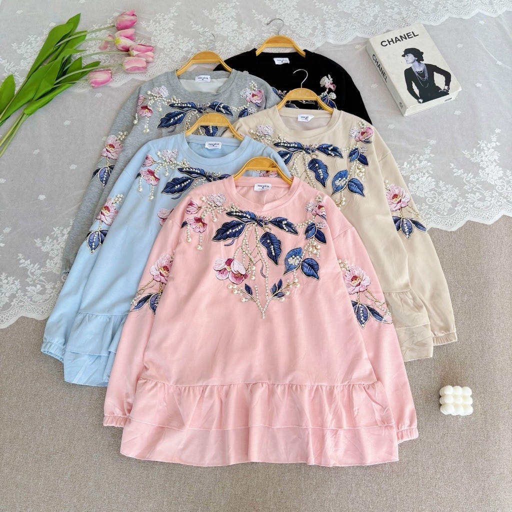 Diamore | YELVITA BLOUSE | BLOUSE WANITA PREMIUM | BLOUSE KAOS MOTIF BUNGA PREMIUM | BLOUSE KAOS MIX