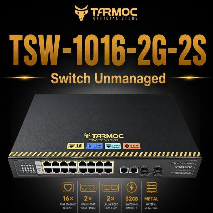 TERBARU - Tarmoc TSW-1016-2G-2S | Switch Unmanage 16 Port Gigabit Metal Case