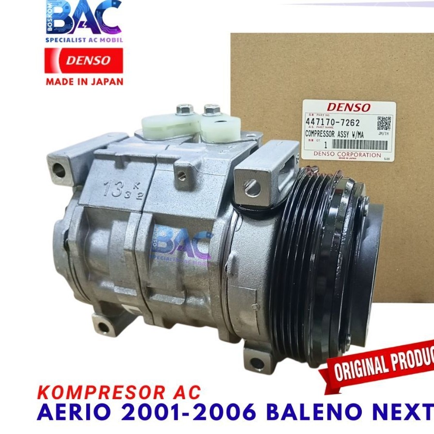 Kompresor Ac Aerio Suzuki 2001 s/d 2006 Baleno Next G 2003 s/d 2007 Aerio Baleno Next g Denso Origin