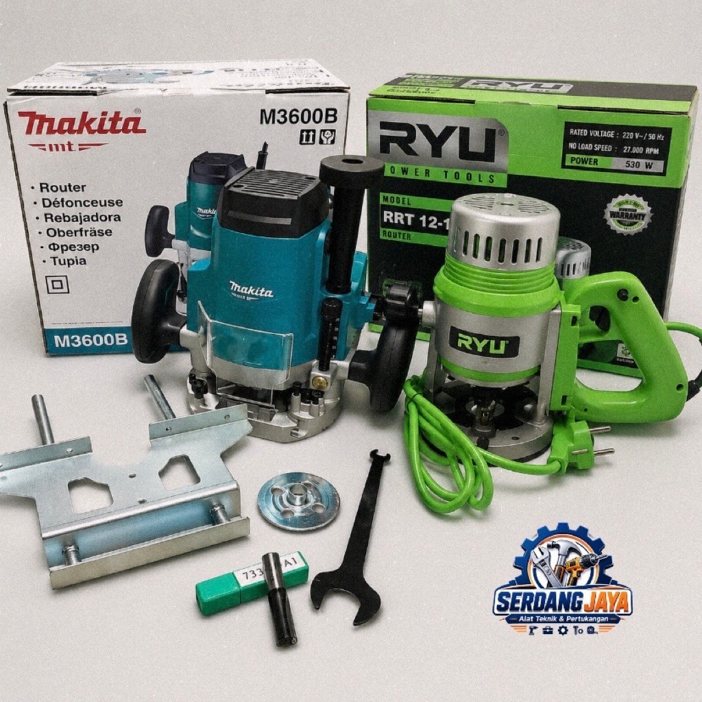 MAKITA M 3600 B / MESIN PROFIL ROUTER 12MM MAKITA (FREE KAOS MAKITA)/  PROFIL BESAR ROUTER RYU RRT 1