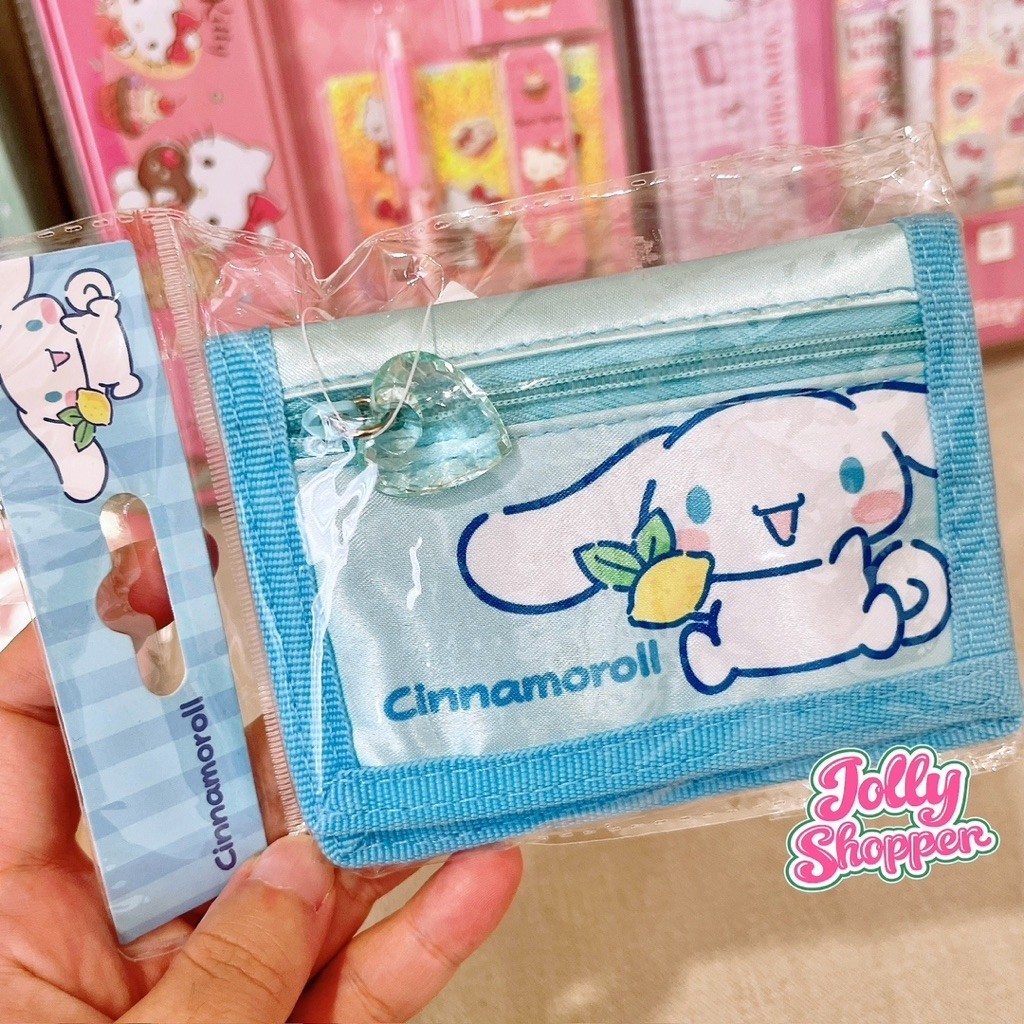 [READY STOCK] Sanrio Malaysia Cinnamoroll lemon kawaii nylon tri-fold wallet - dompet koin anak