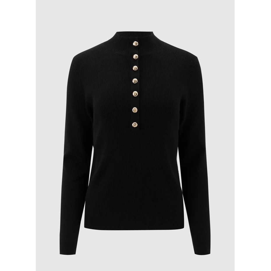 READY STOCK BUTTONSCARVES BS CLARE KNIT TOP BLACK SIZE XL BUTTON NEW BUKAN SECOND PRELOVED BEKAS MON