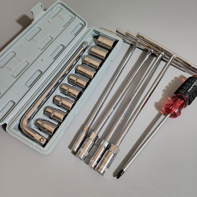 Paket Kunci Sho Set New Kunci Sok 10 Pcs Kunci T 4 Pcs T8 T10 T12 T14 Obeng Magnet Plus 150 Mm Ready